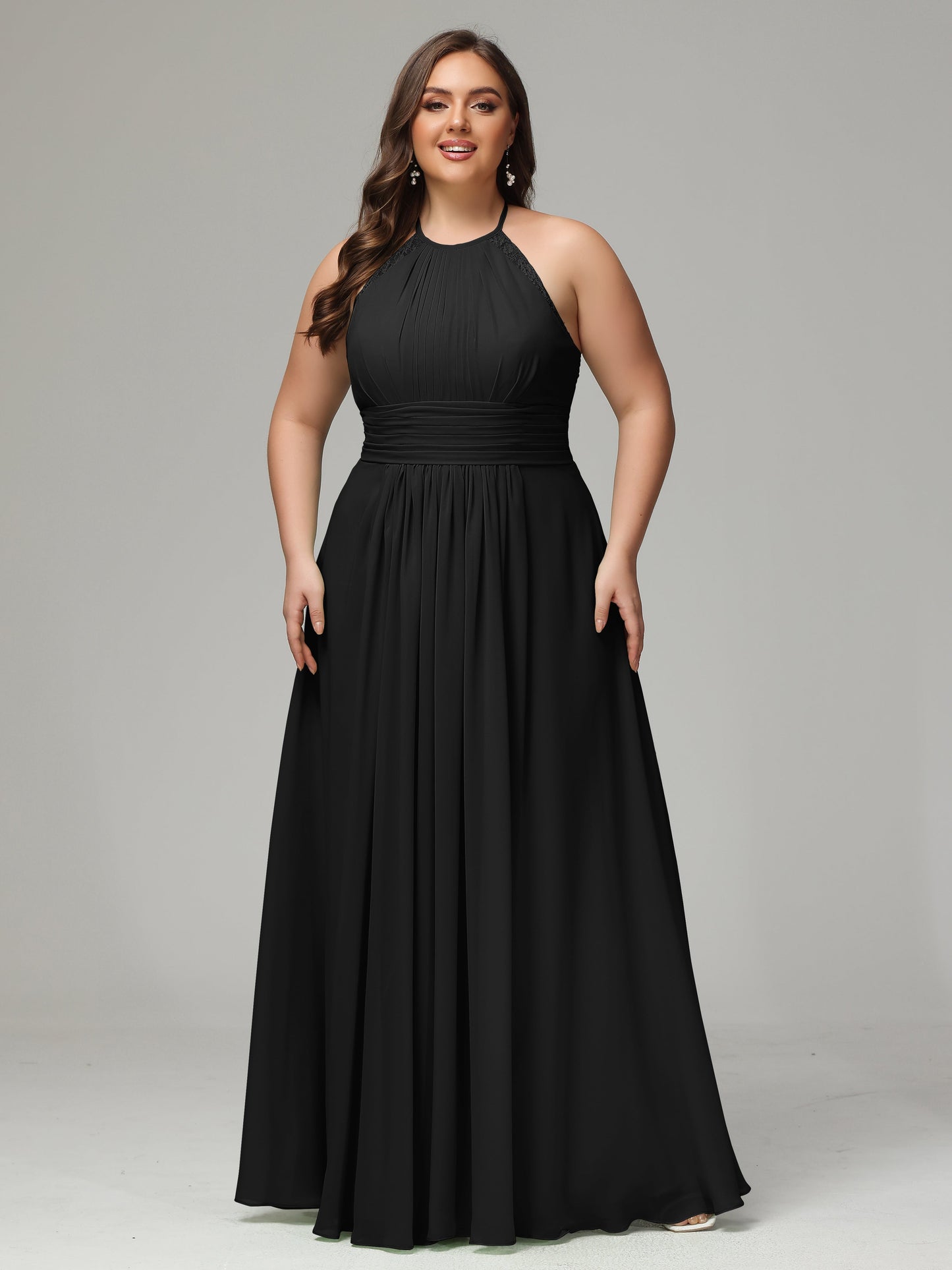 Halter Plus Size Chiffon Bridesmaid Dresses
