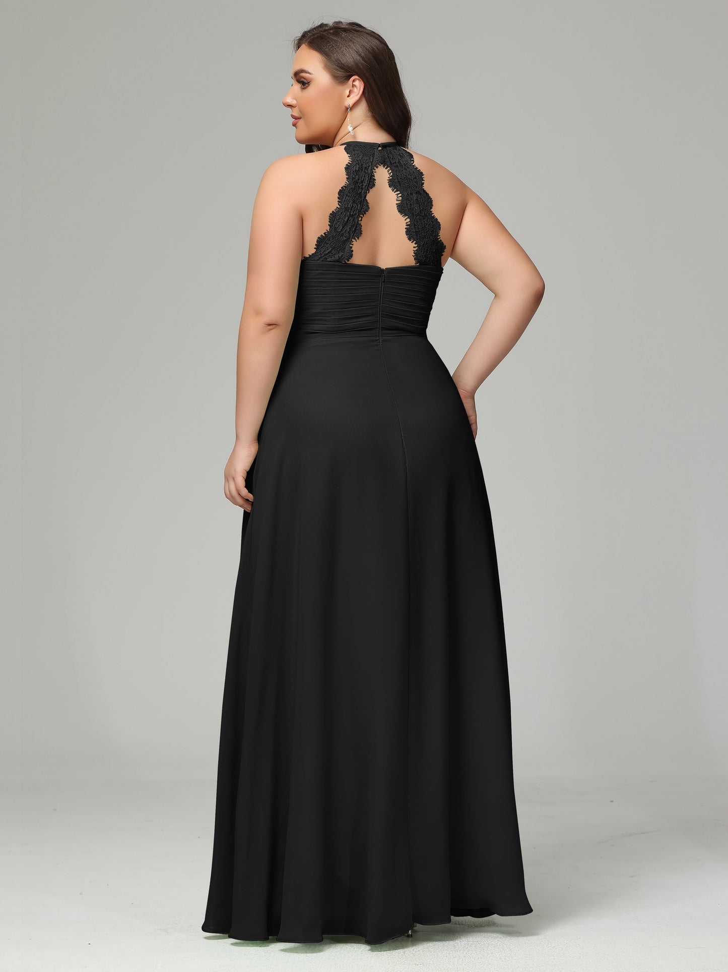 Halter Plus Size Chiffon Bridesmaid Dresses