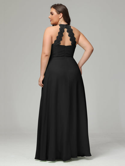 Halter Plus Size Chiffon Bridesmaid Dresses