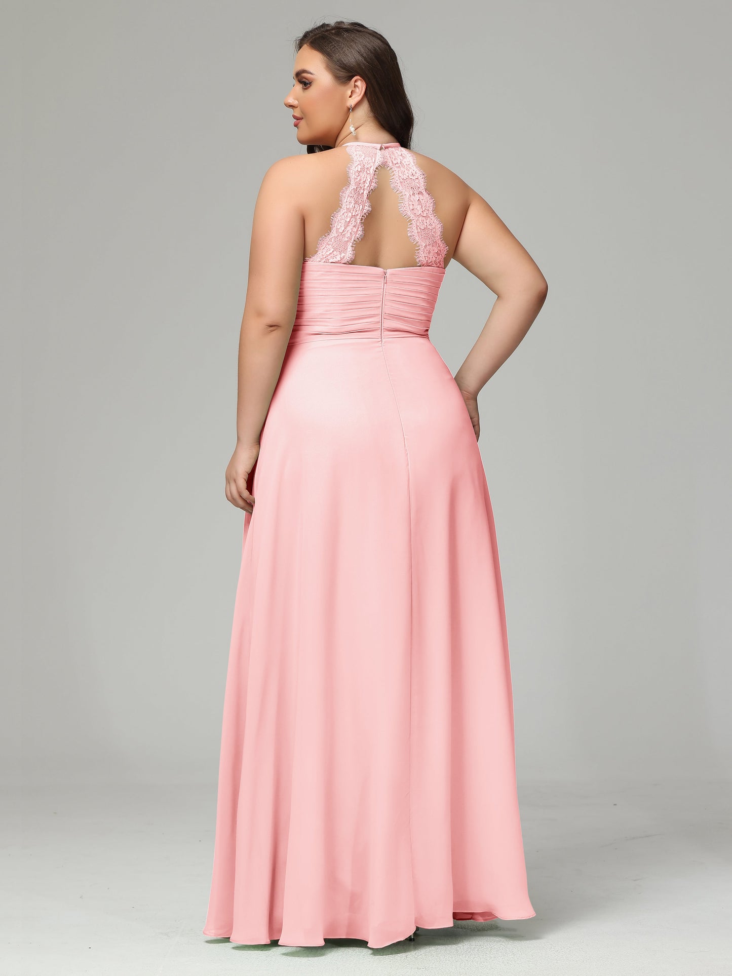Halter Plus Size Chiffon Bridesmaid Dresses