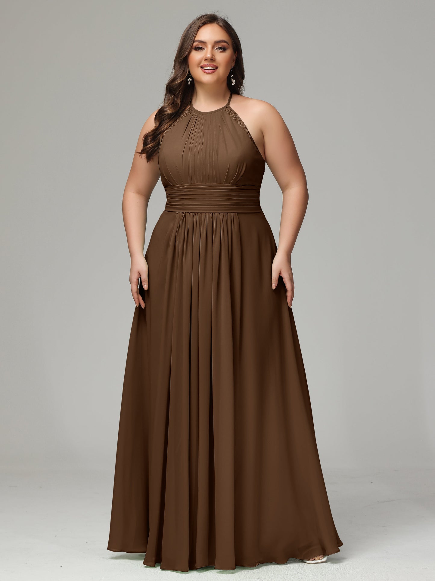 Halter Plus Size Chiffon Bridesmaid Dresses