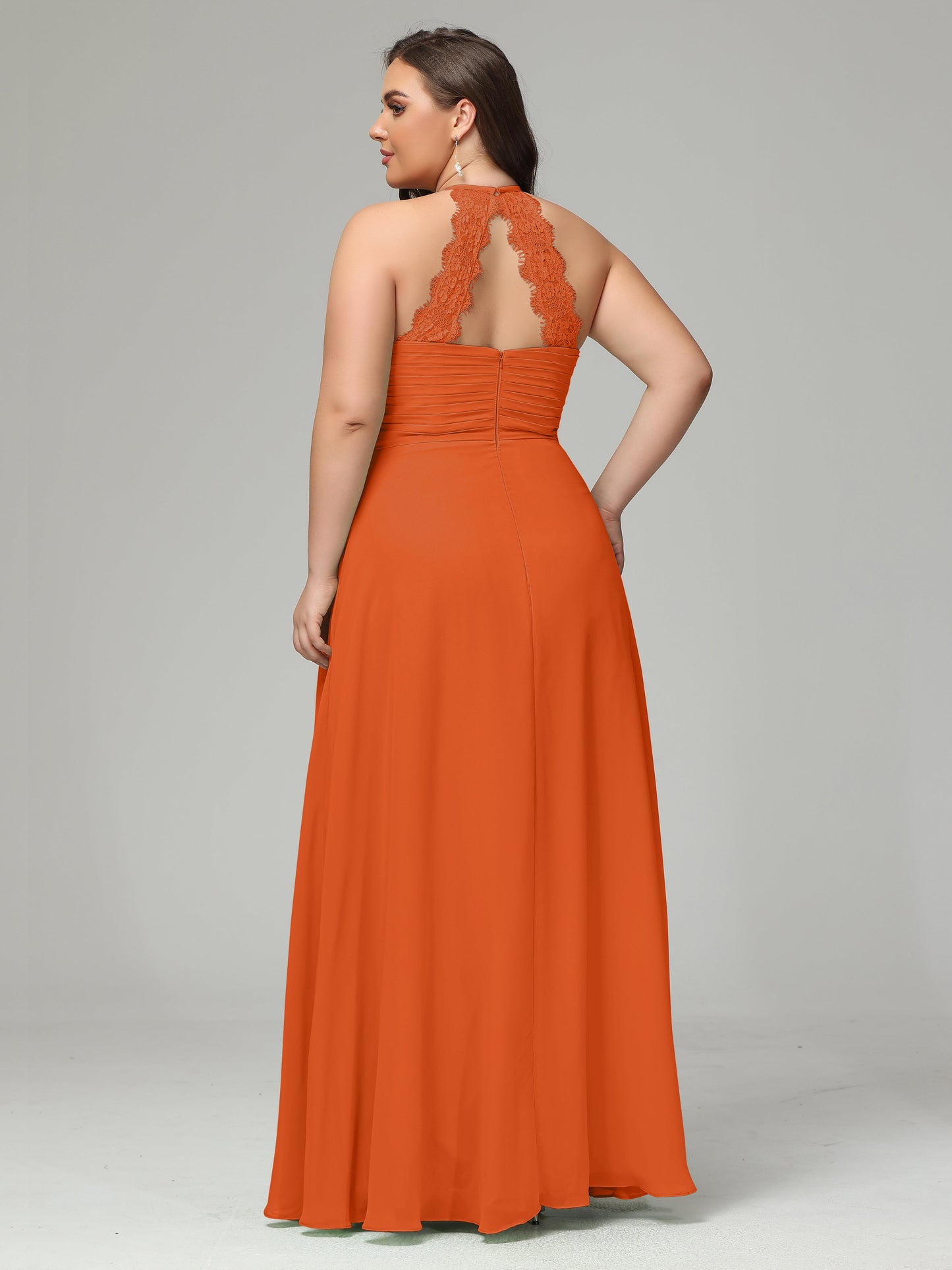 Halter Plus Size Chiffon Bridesmaid Dresses