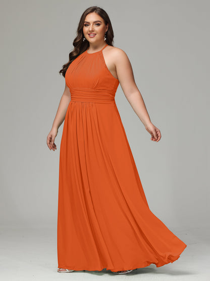 Halter Plus Size Chiffon Bridesmaid Dresses