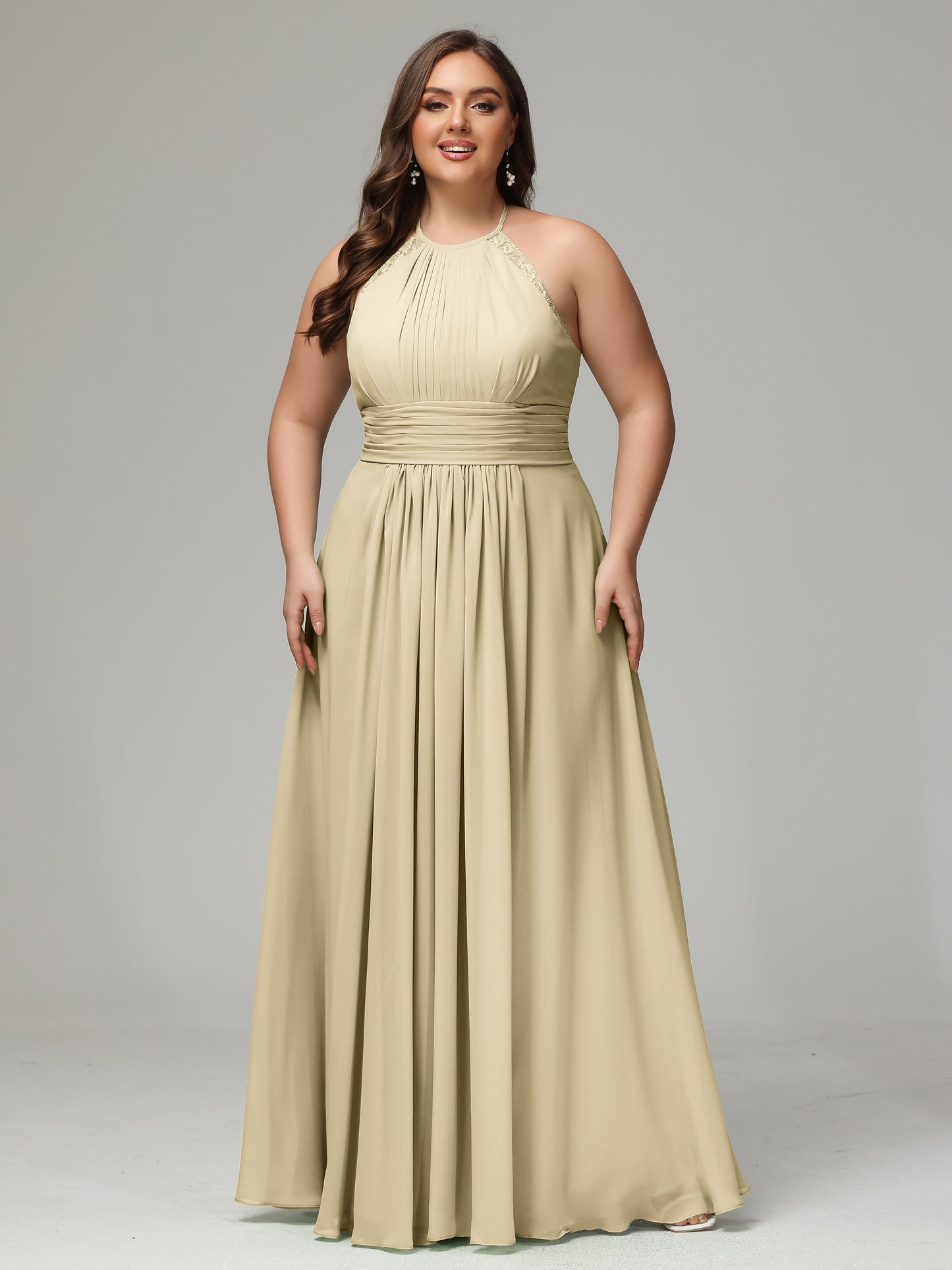 Halter Plus Size Chiffon Bridesmaid Dresses