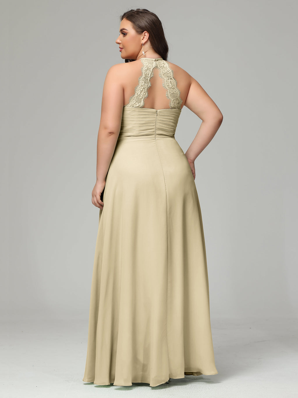 Halter Plus Size Chiffon Bridesmaid Dresses