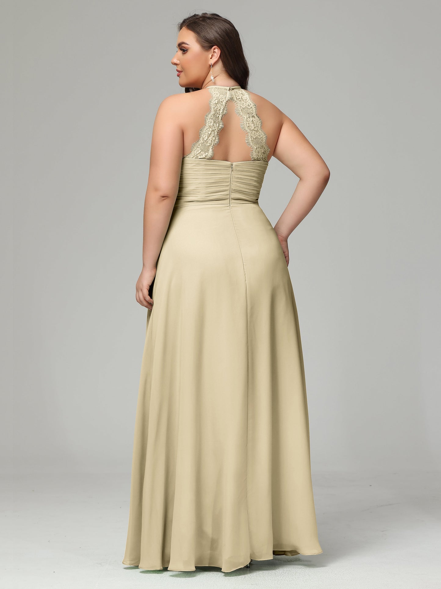 Halter Plus Size Chiffon Bridesmaid Dresses