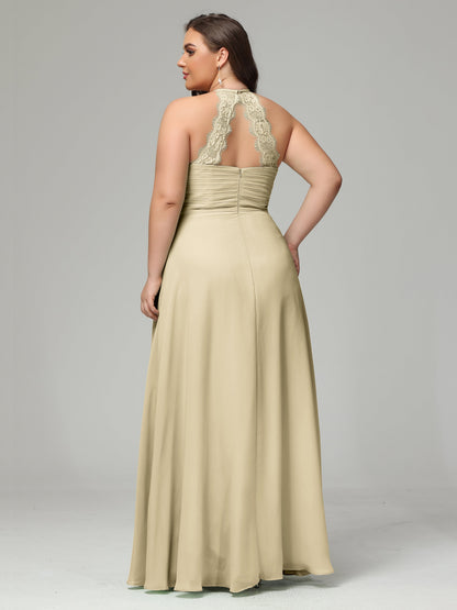 Halter Plus Size Chiffon Bridesmaid Dresses