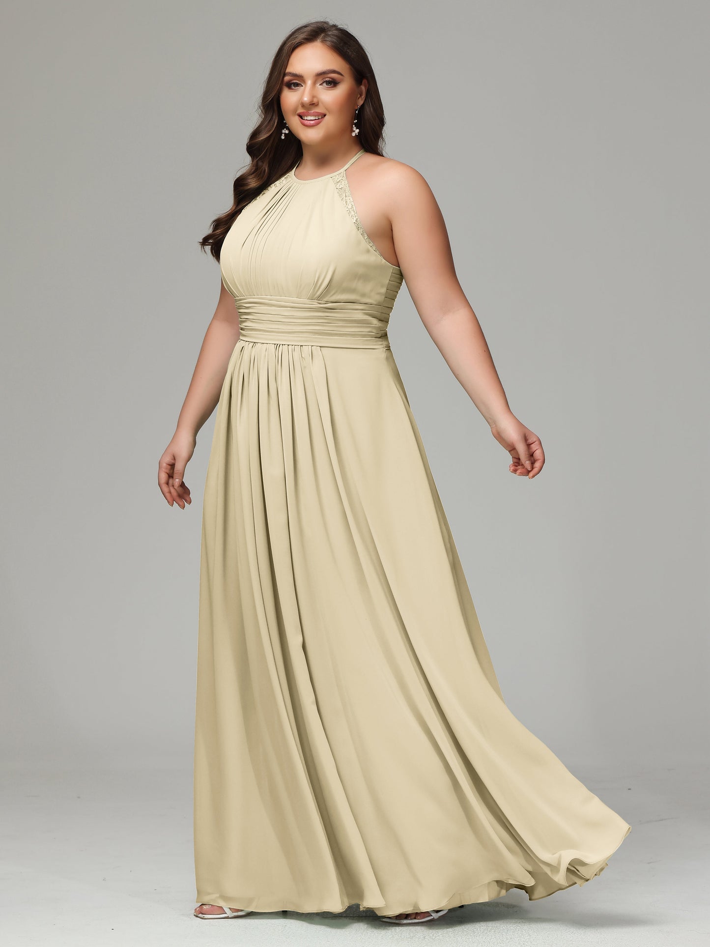 Halter Plus Size Chiffon Bridesmaid Dresses