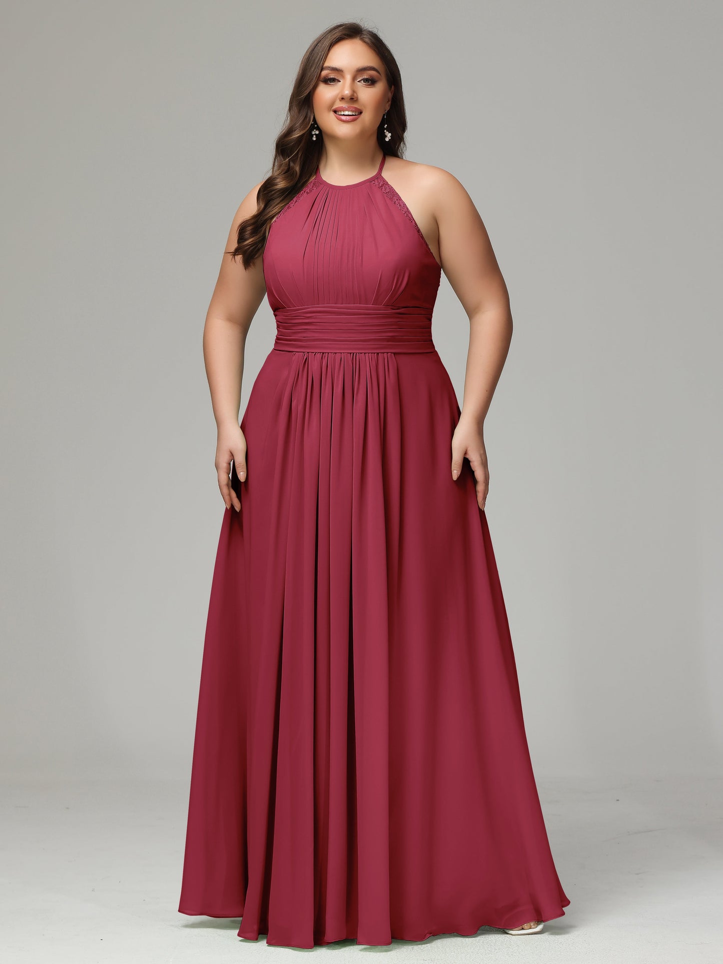 Halter Plus Size Chiffon Bridesmaid Dresses