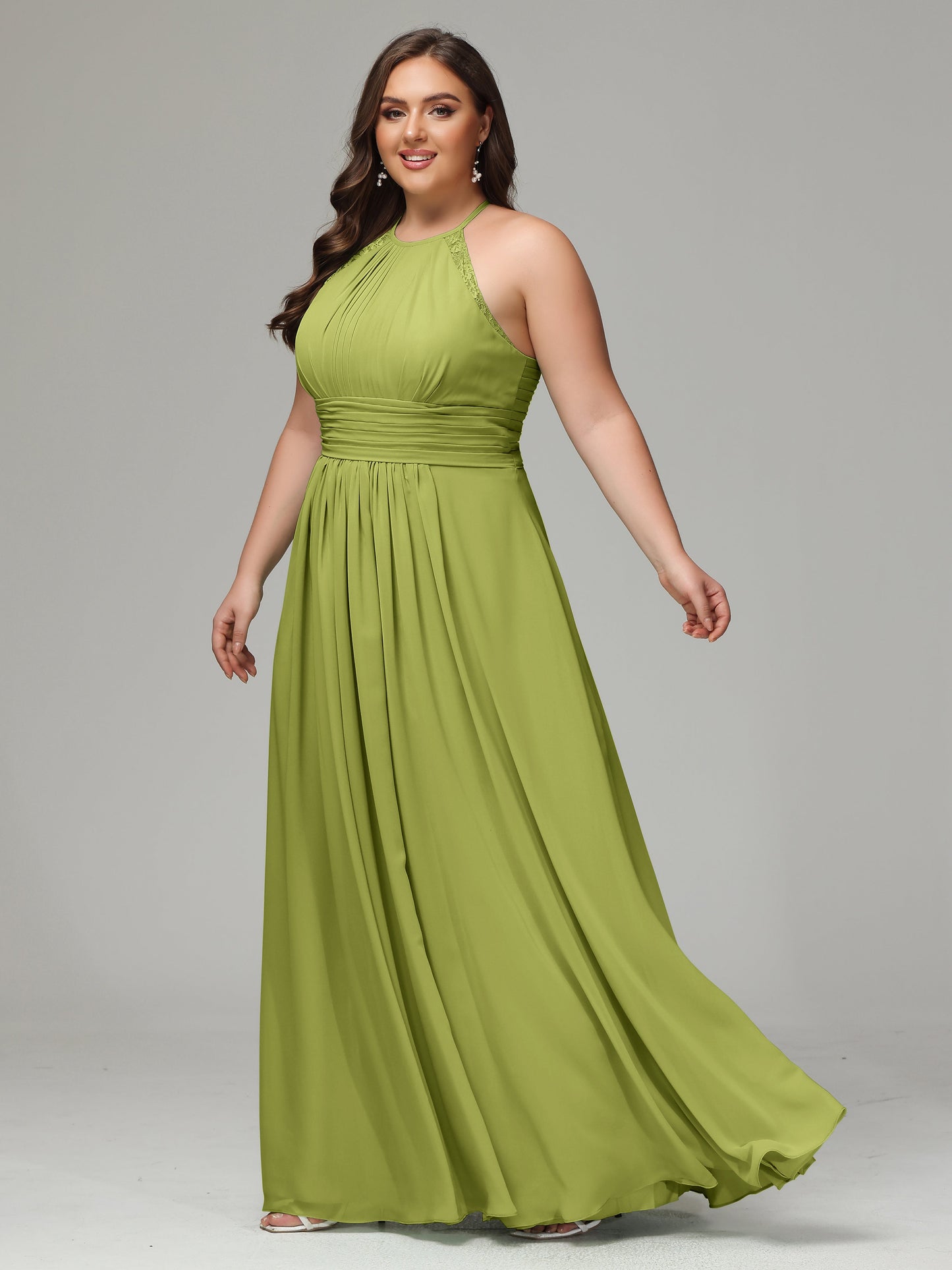Halter Plus Size Chiffon Bridesmaid Dresses