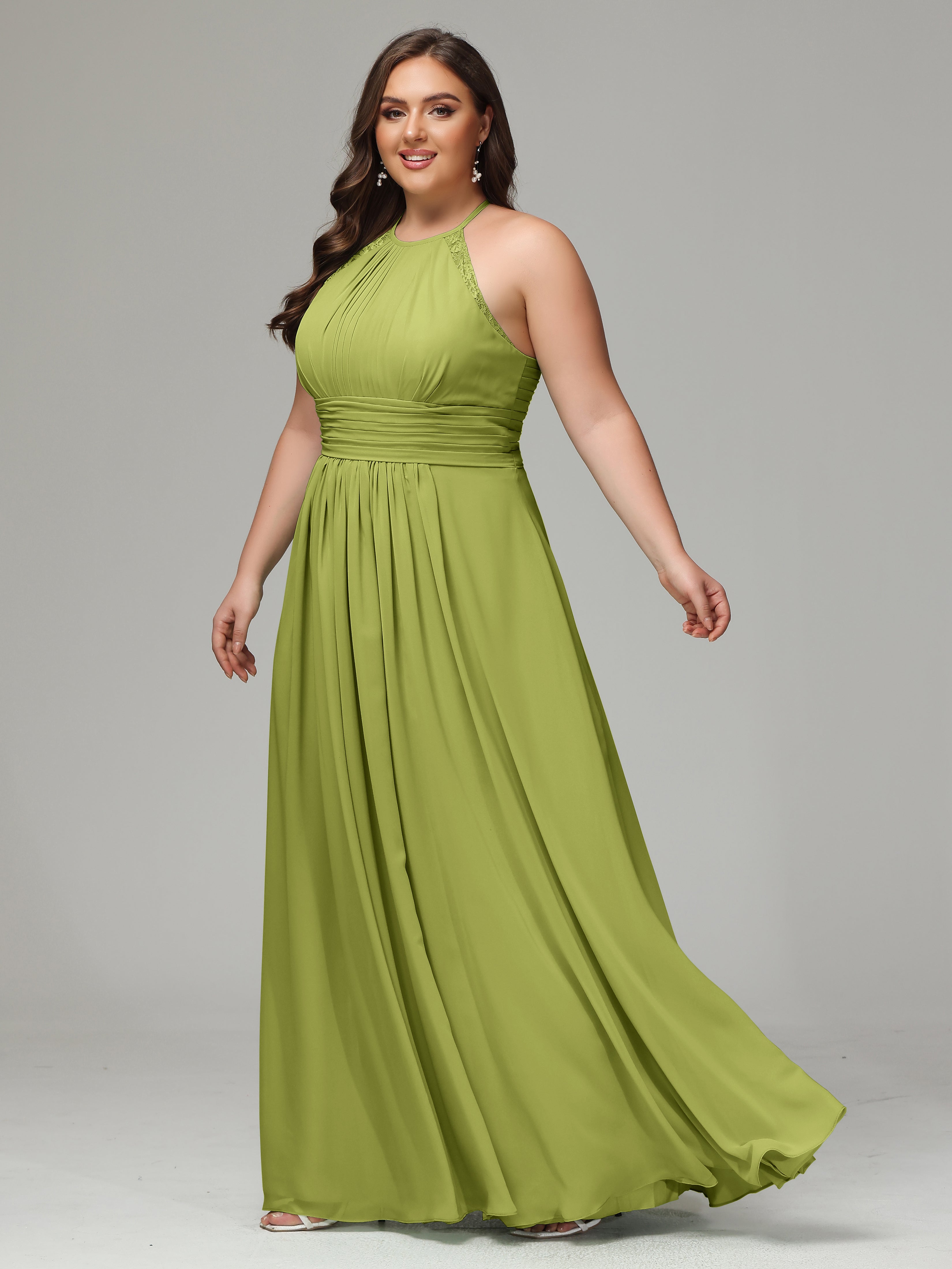 Halter Plus Size Chiffon Bridesmaid Dresses