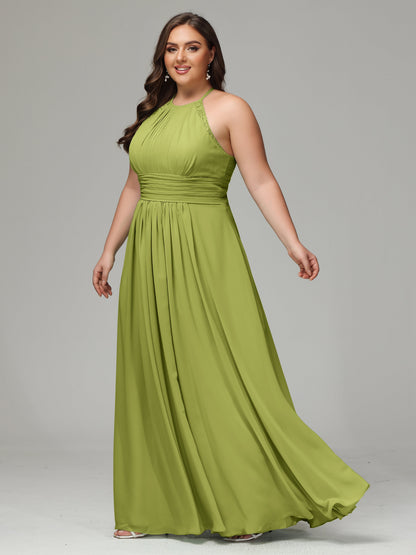 Halter Plus Size Chiffon Bridesmaid Dresses
