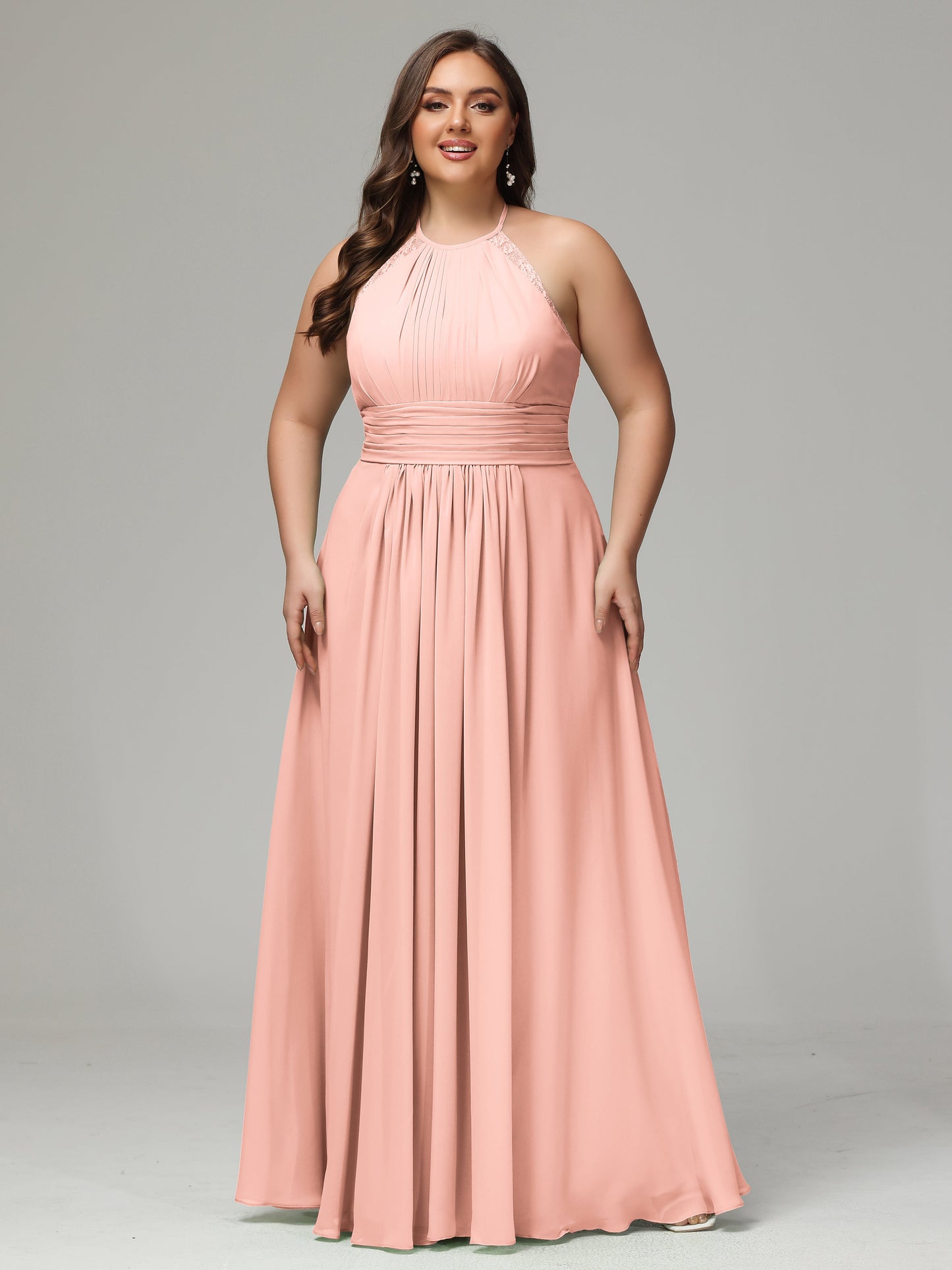 Halter Plus Size Chiffon Bridesmaid Dresses