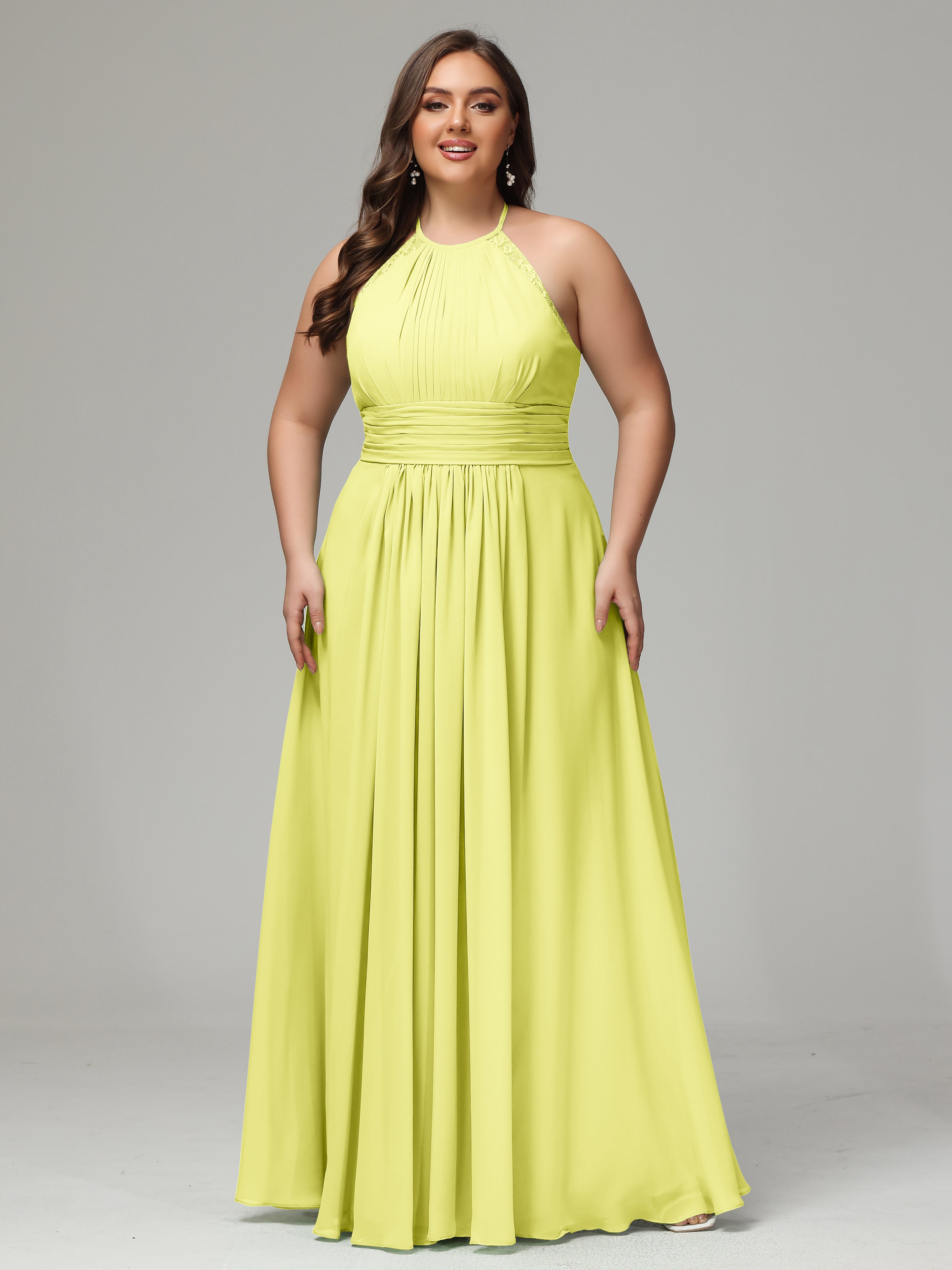 Halter Plus Size Chiffon Bridesmaid Dresses