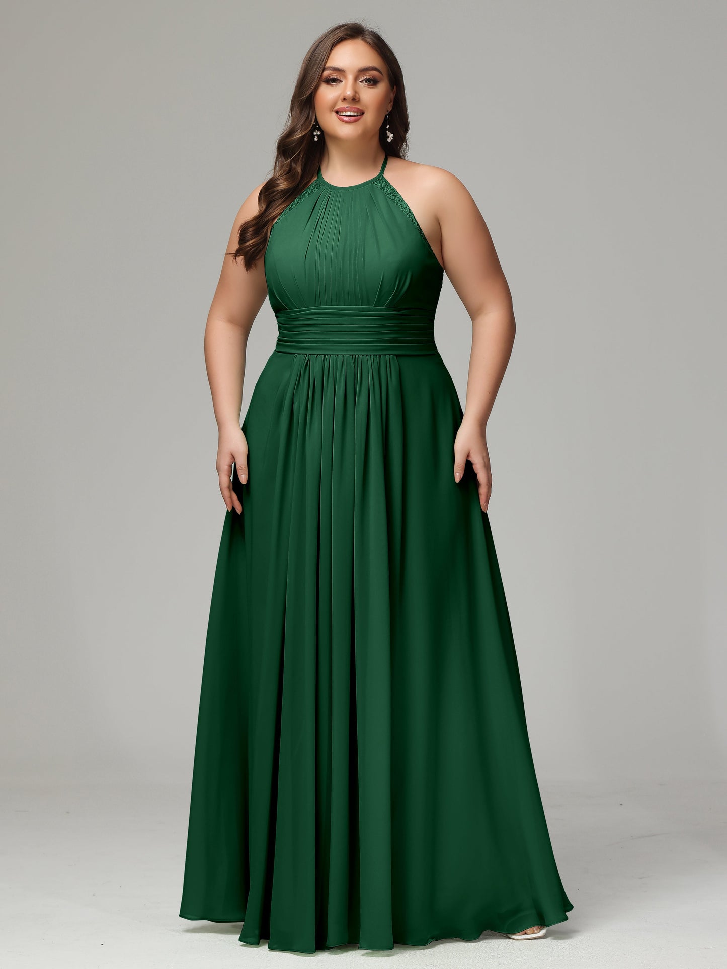 Halter Plus Size Chiffon Bridesmaid Dresses