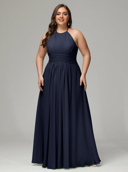 Halter Plus Size Chiffon Bridesmaid Dresses