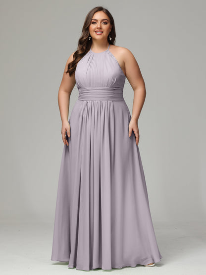 Halter Plus Size Chiffon Bridesmaid Dresses