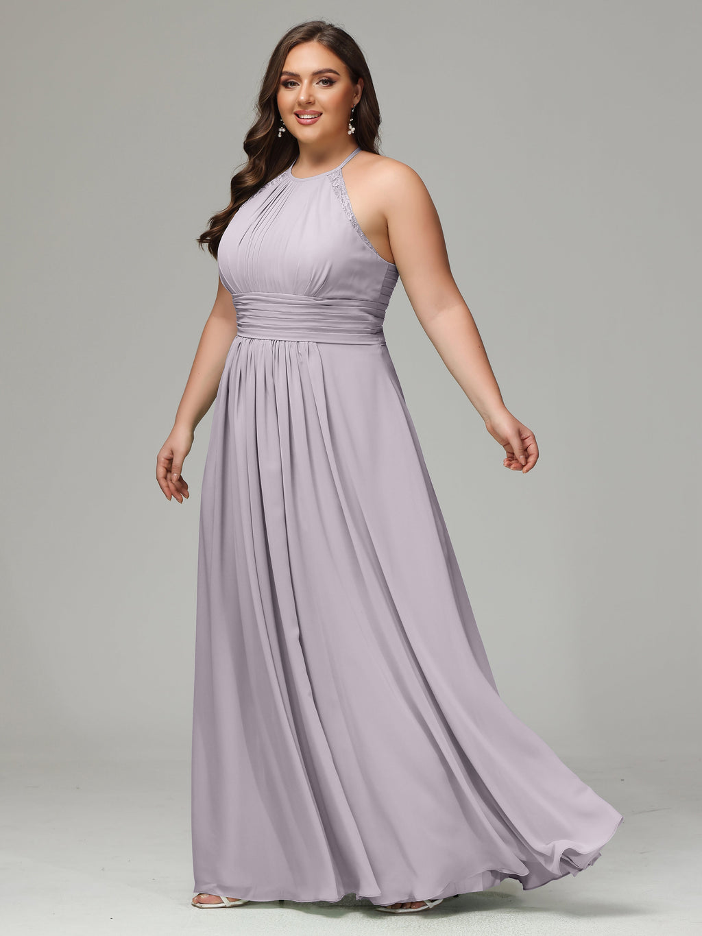 Halter Plus Size Chiffon Bridesmaid Dresses