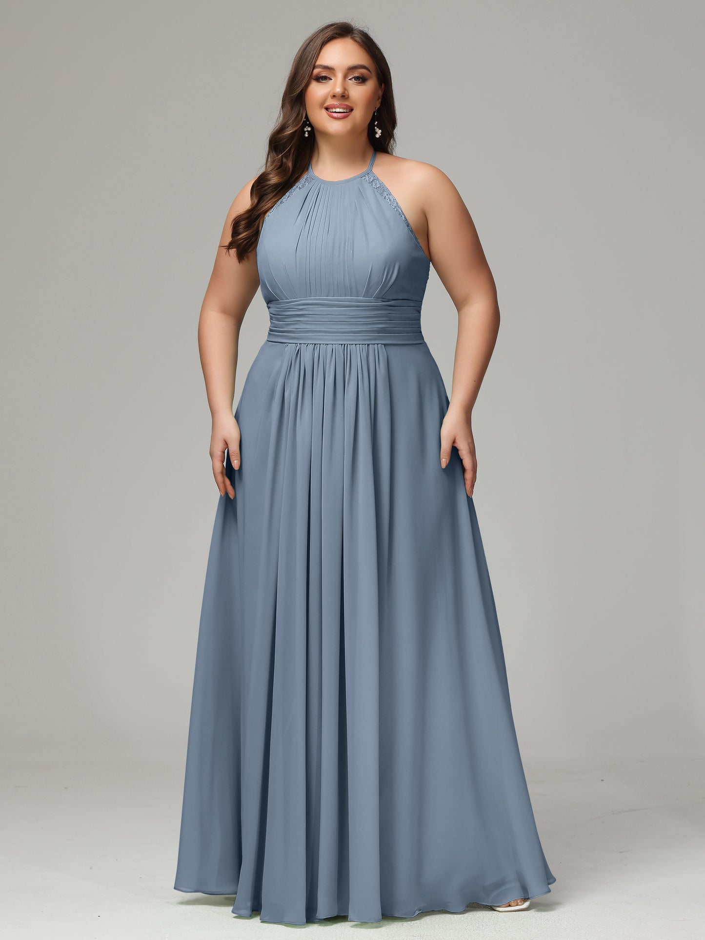 Halter Plus Size Chiffon Bridesmaid Dresses