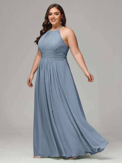 Halter Plus Size Chiffon Bridesmaid Dresses