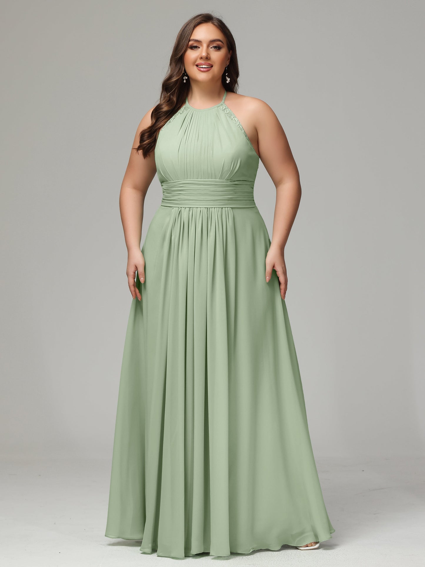 Halter Plus Size Chiffon Bridesmaid Dresses