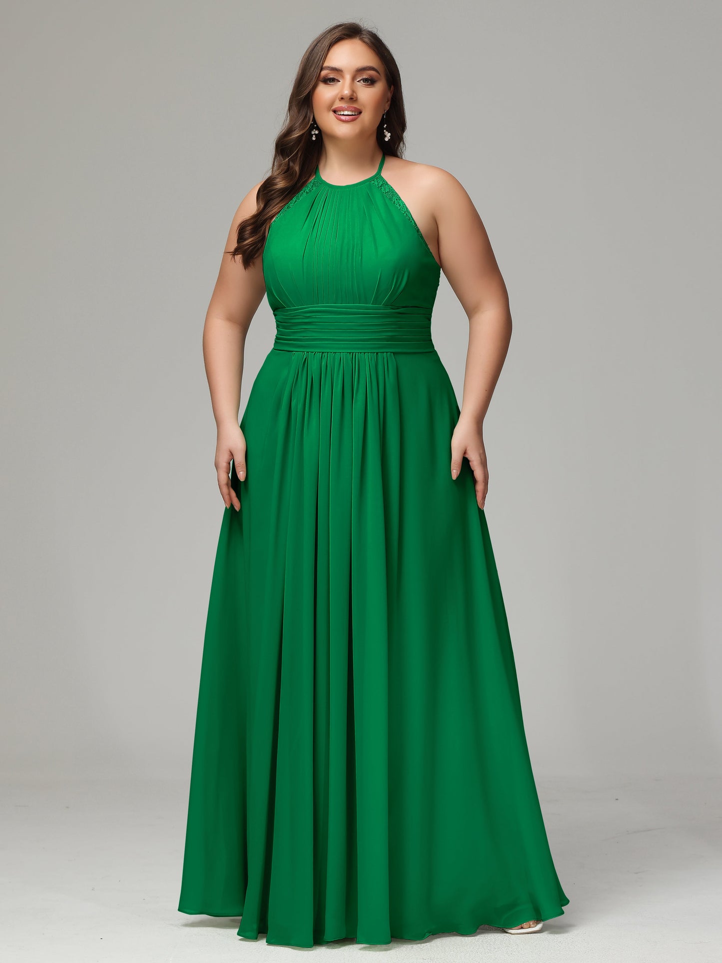 Halter Plus Size Chiffon Bridesmaid Dresses