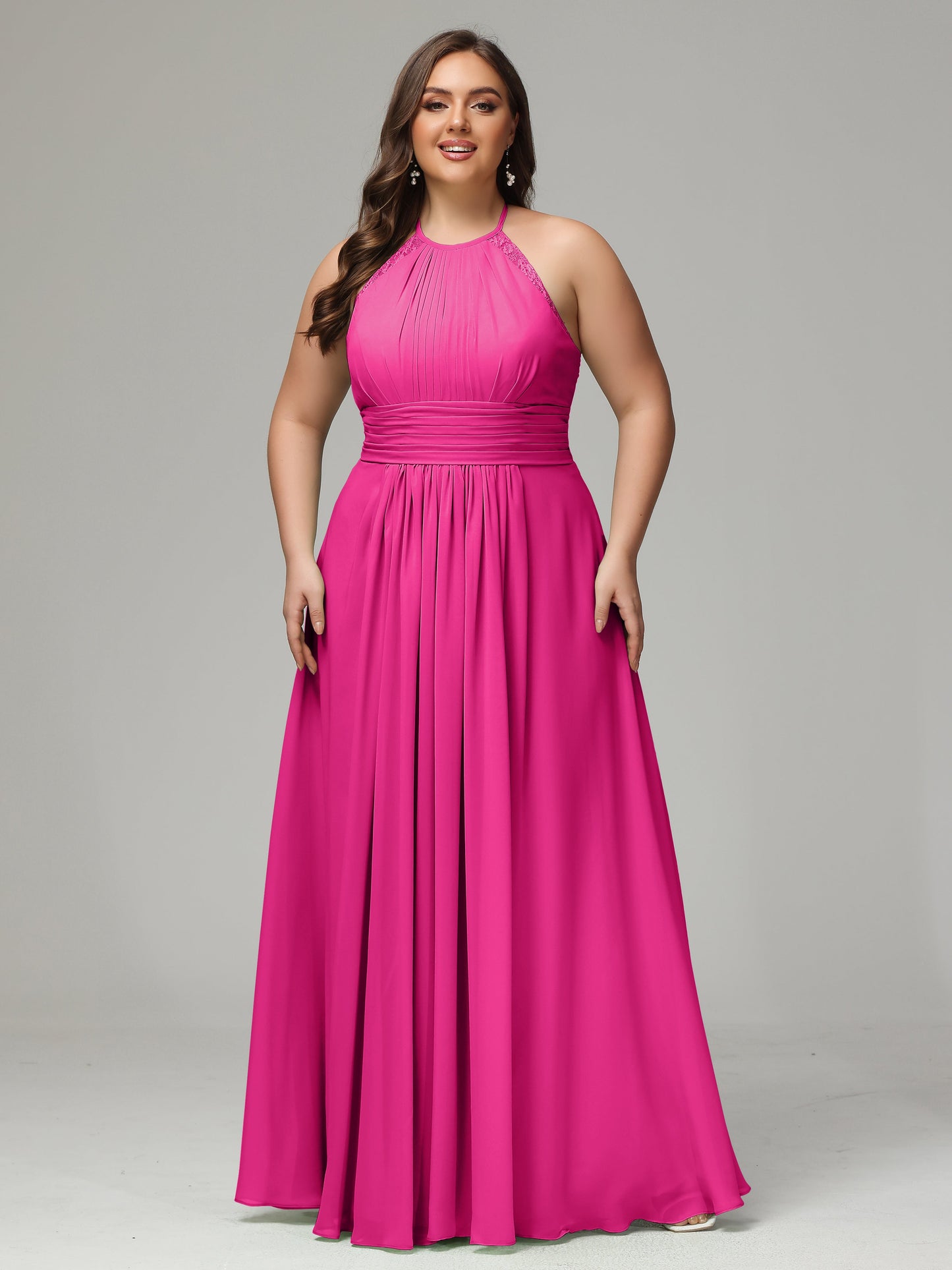 Halter Plus Size Chiffon Bridesmaid Dresses