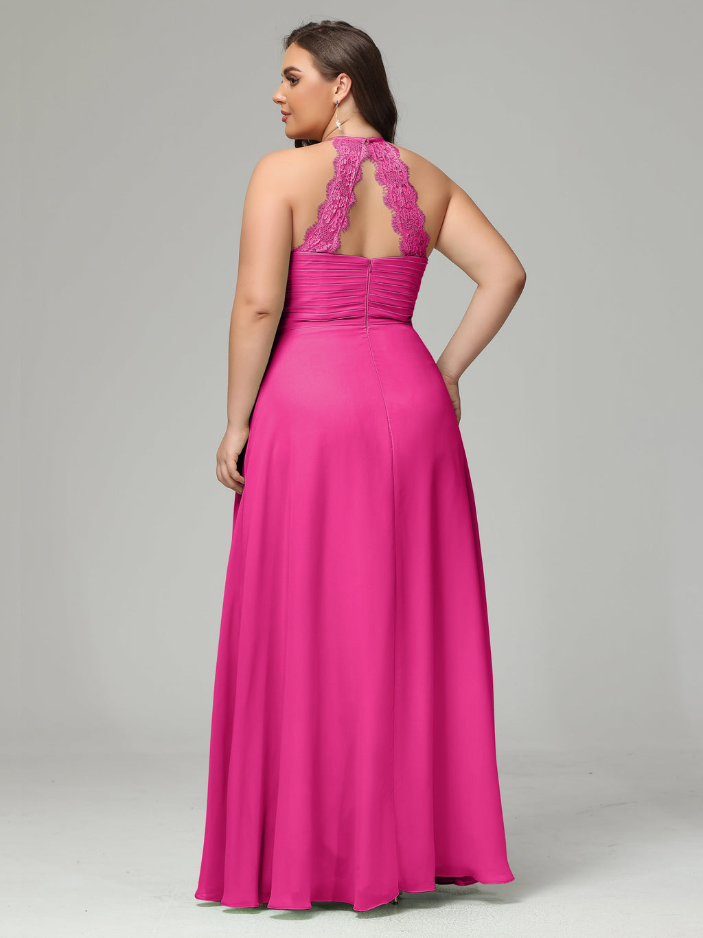 Halter Plus Size Chiffon Bridesmaid Dresses