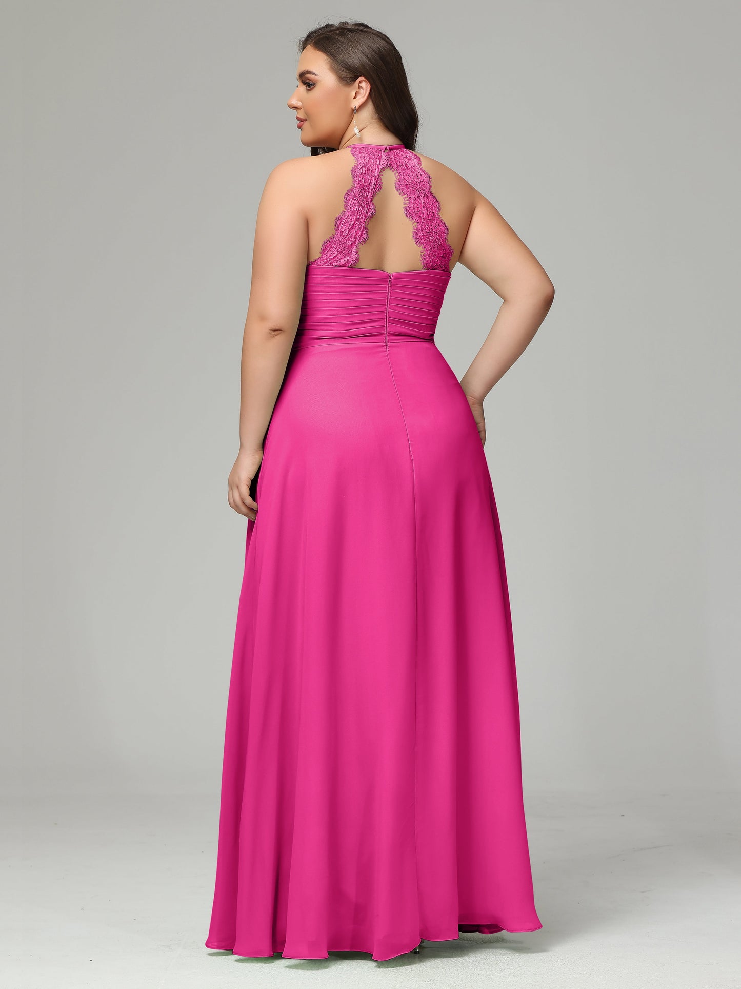 Halter Plus Size Chiffon Bridesmaid Dresses