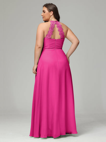 Halter Plus Size Chiffon Bridesmaid Dresses