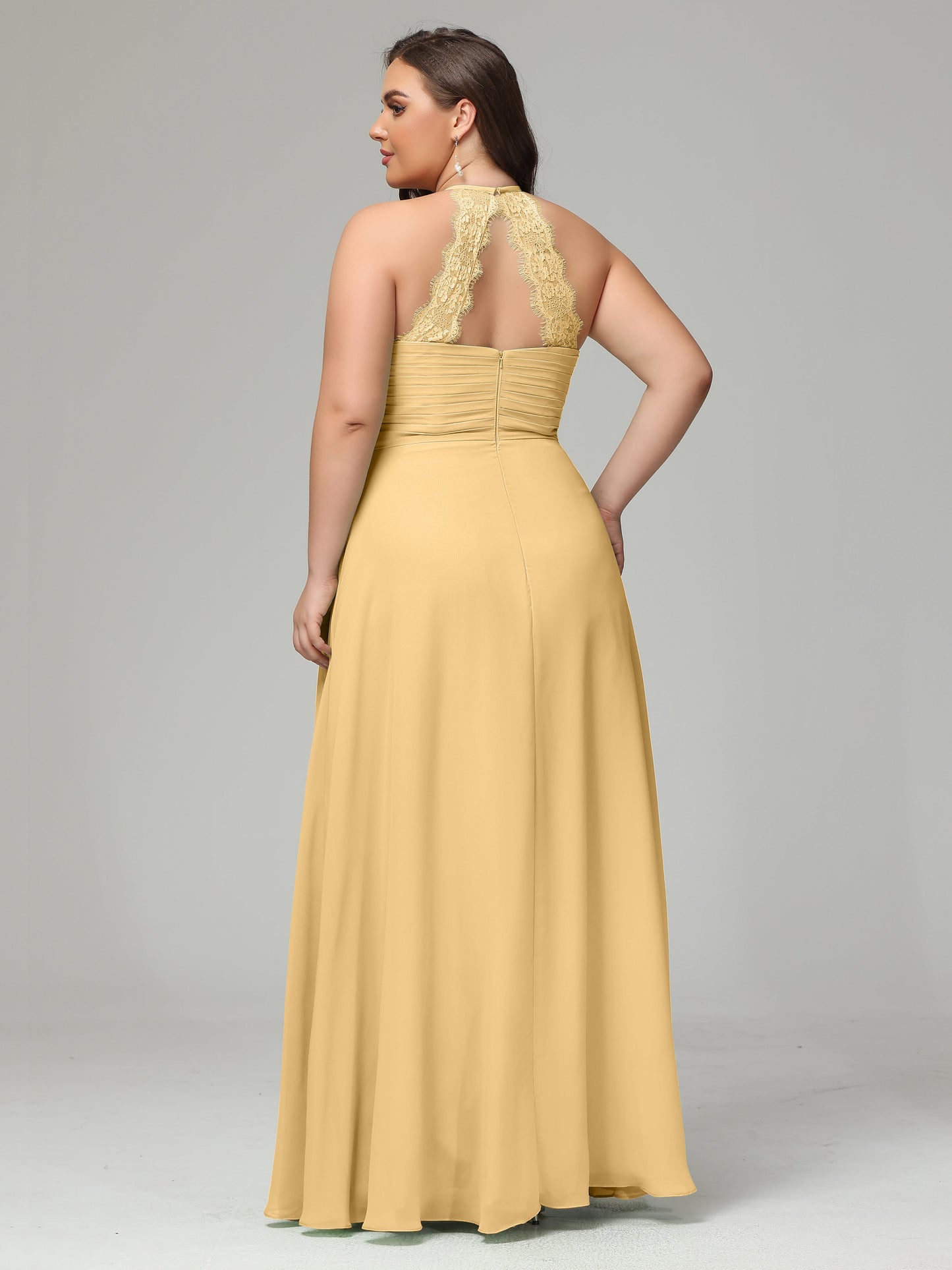 Halter Plus Size Chiffon Bridesmaid Dresses