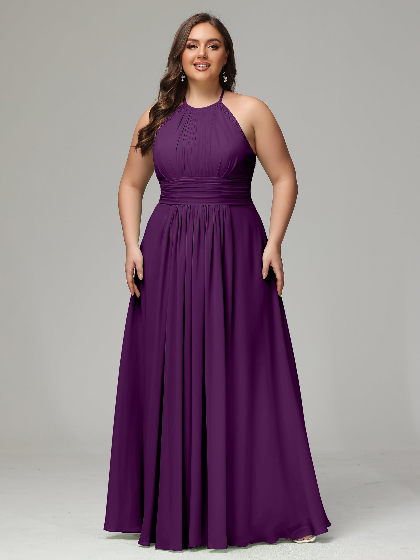 Halter Plus Size Chiffon Bridesmaid Dresses