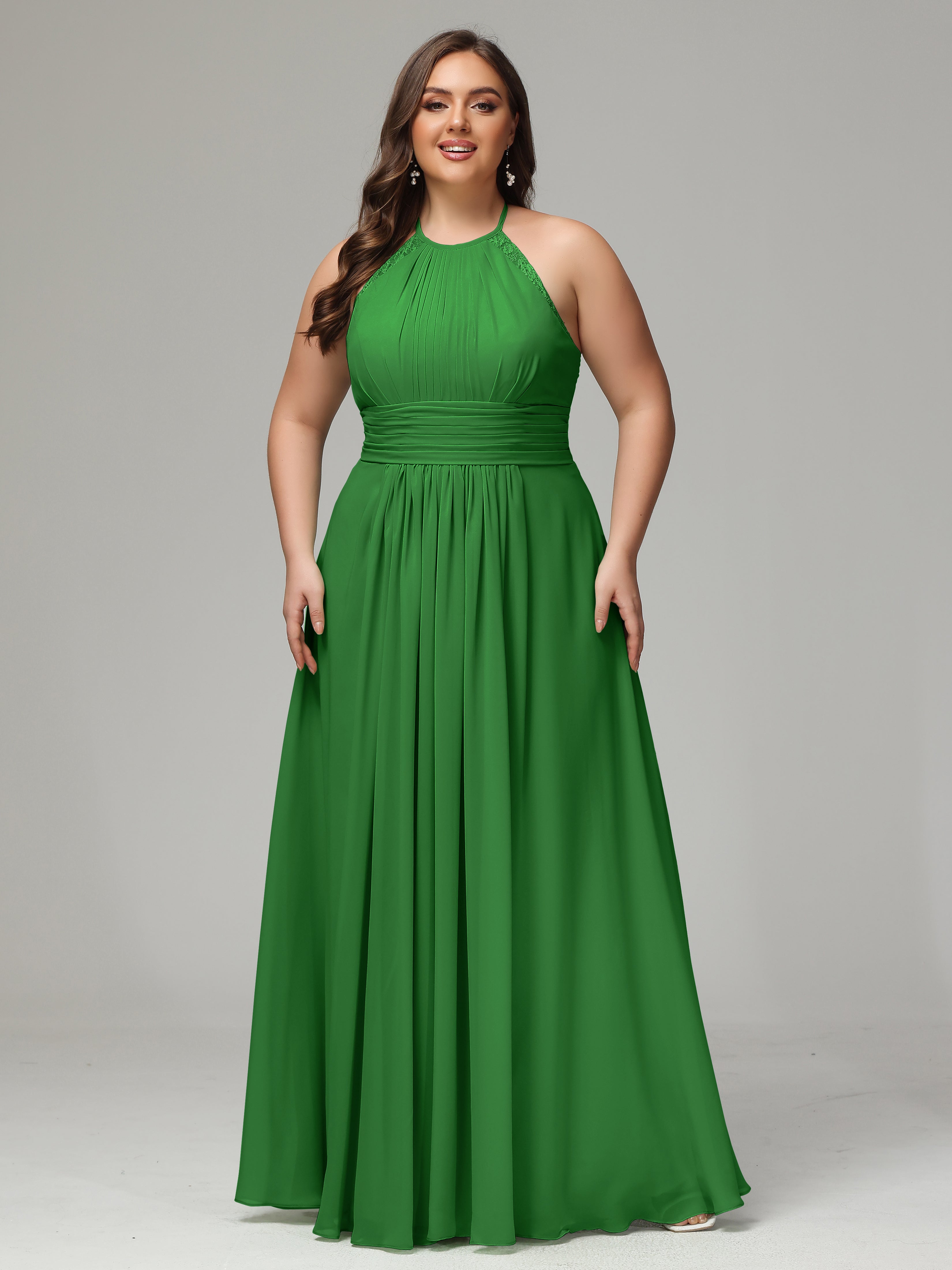 Halter Plus Size Chiffon Bridesmaid Dresses