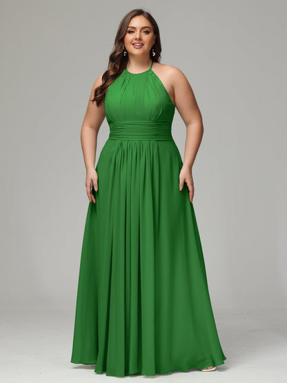 Halter Plus Size Chiffon Bridesmaid Dresses