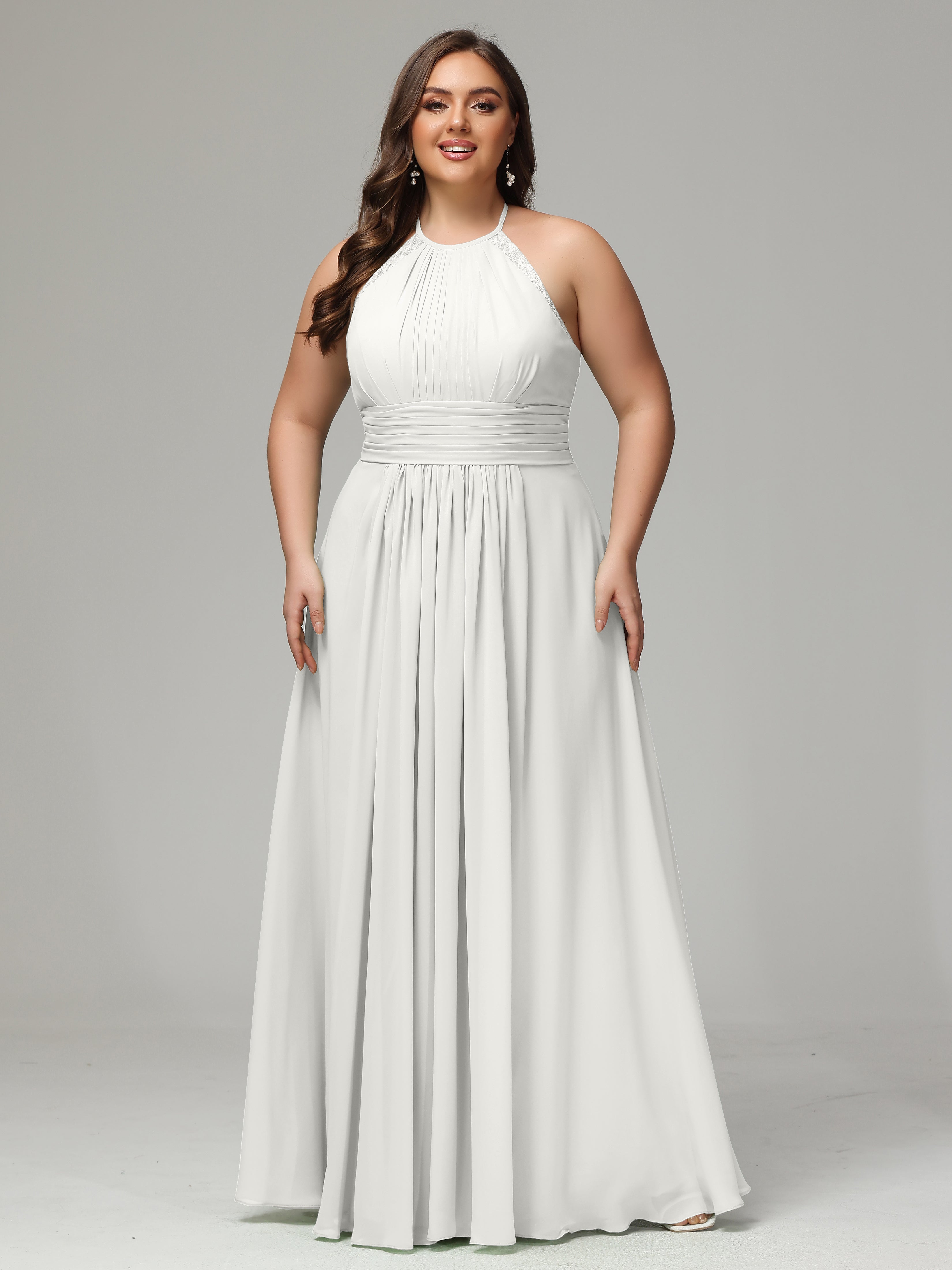 Halter Plus Size Chiffon Bridesmaid Dresses
