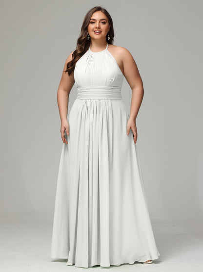 Halter Plus Size Chiffon Bridesmaid Dresses