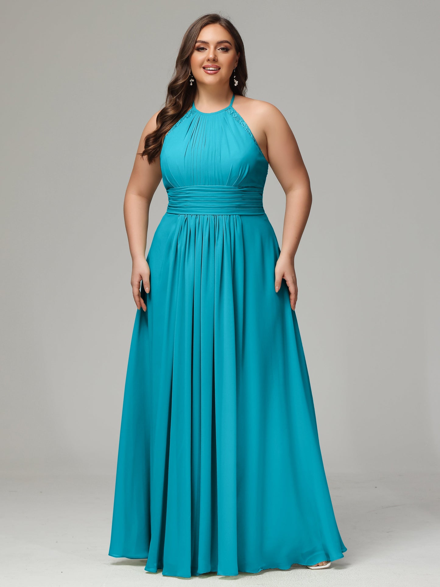 Halter Plus Size Chiffon Bridesmaid Dresses