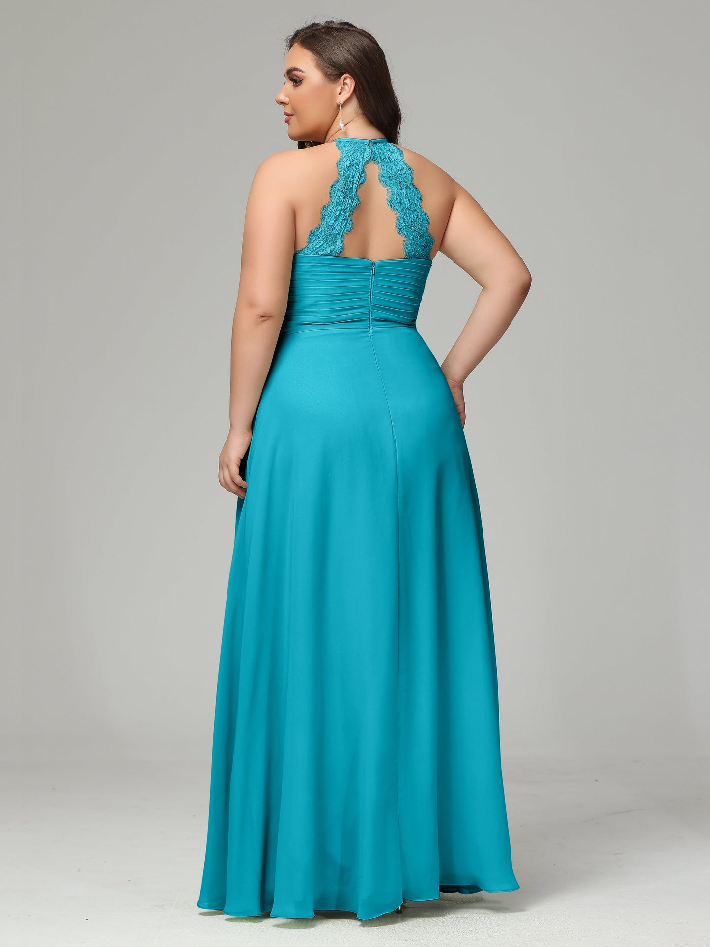 Halter Plus Size Chiffon Bridesmaid Dresses