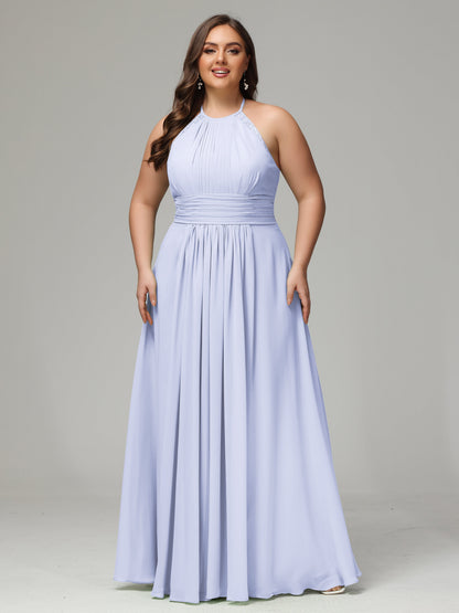 Halter Plus Size Chiffon Bridesmaid Dresses