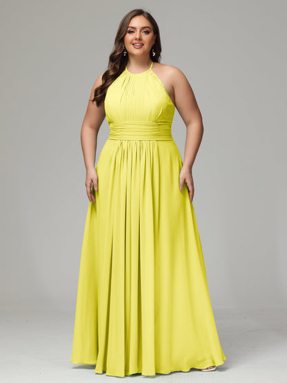 Halter Plus Size Chiffon Bridesmaid Dresses