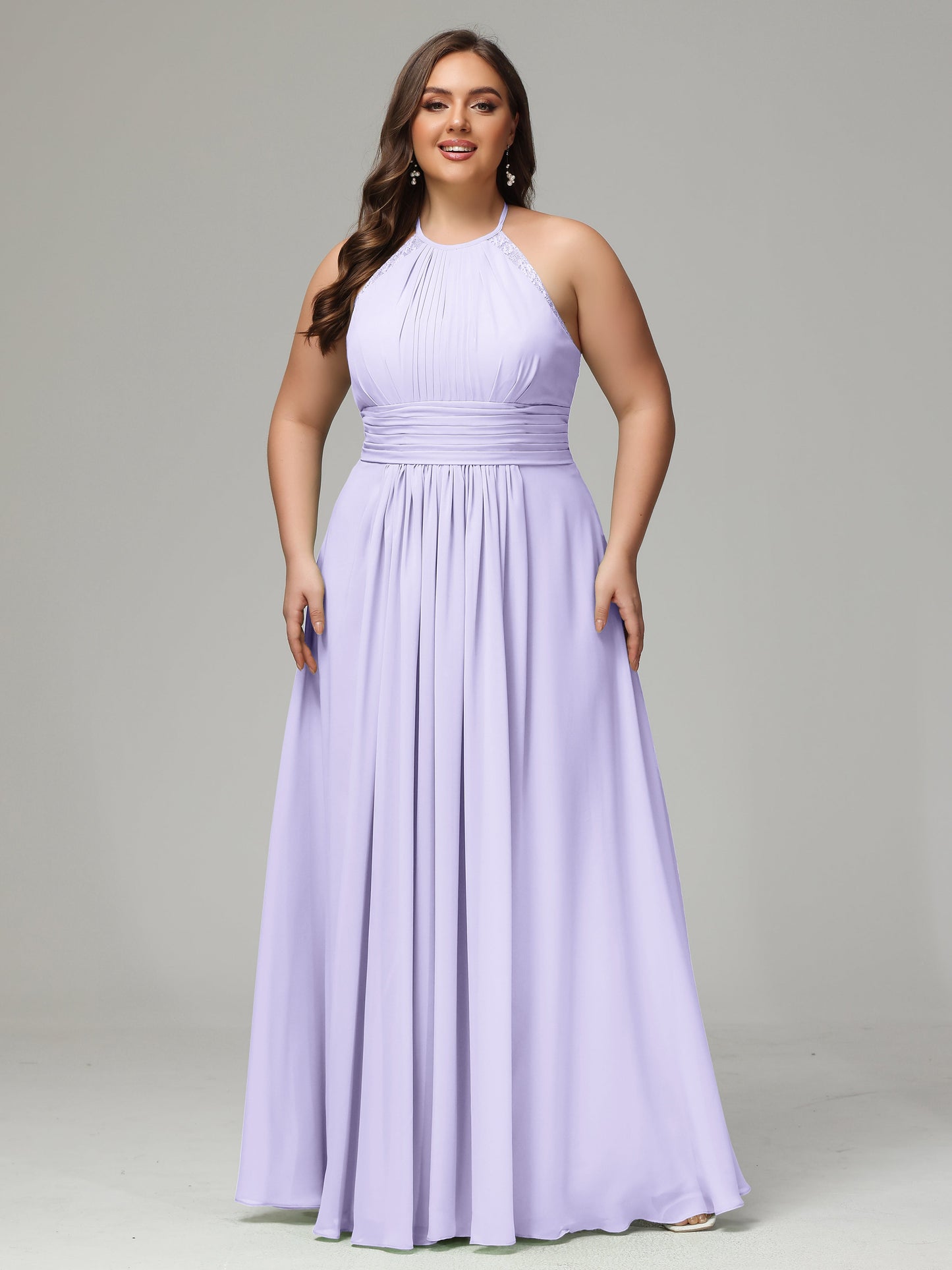 Halter Plus Size Chiffon Bridesmaid Dresses
