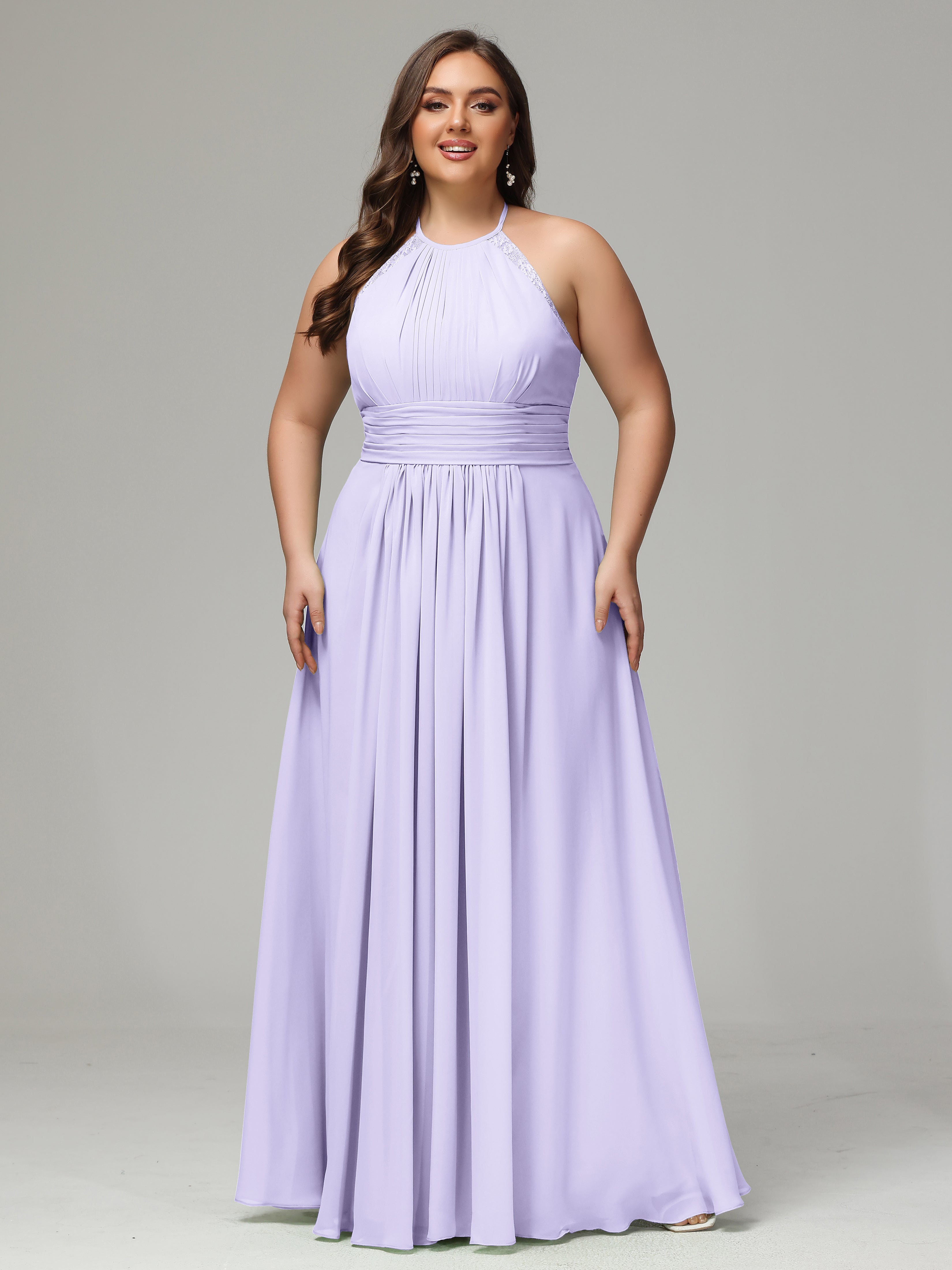 Halter Plus Size Chiffon Bridesmaid Dresses