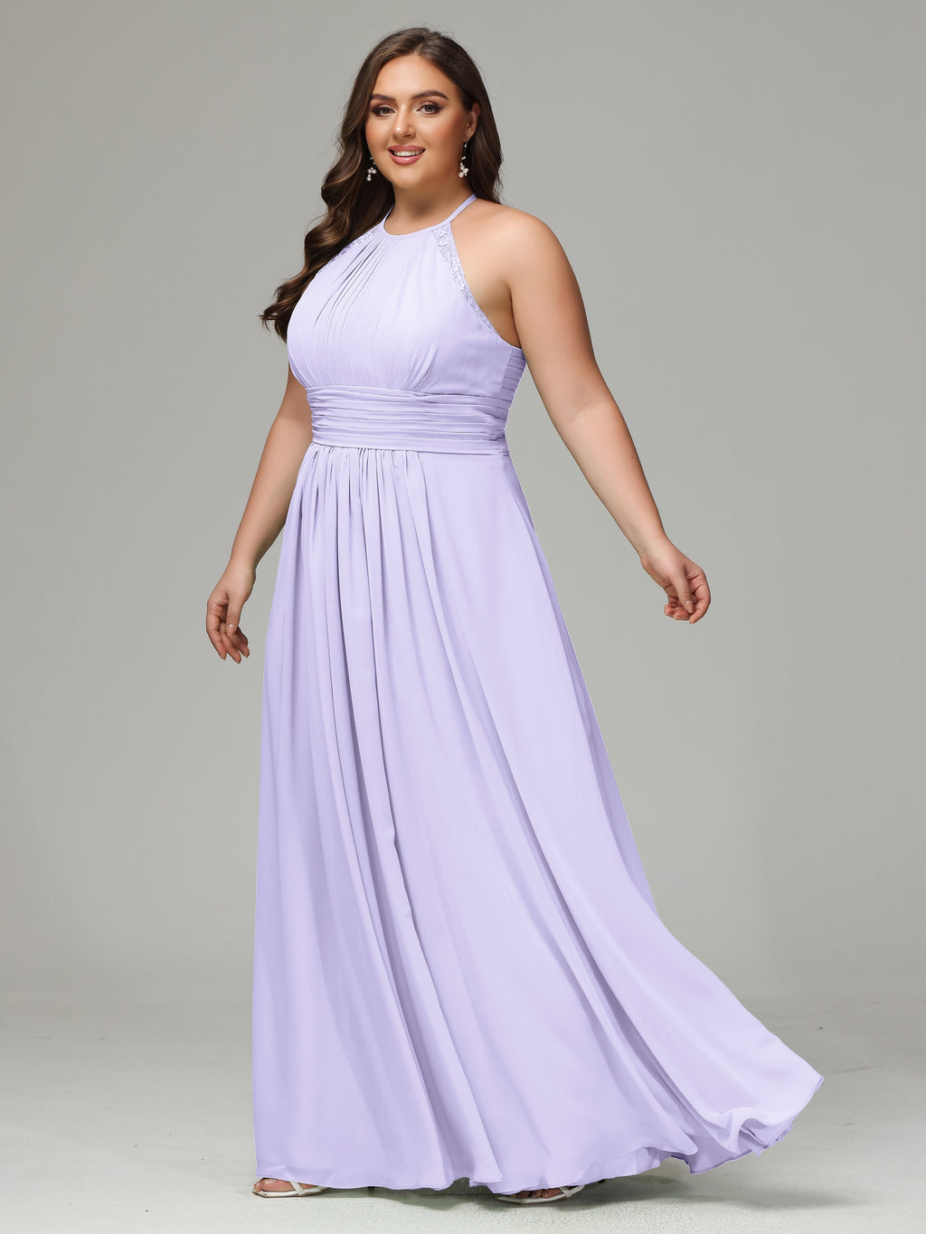 Halter Plus Size Chiffon Bridesmaid Dresses