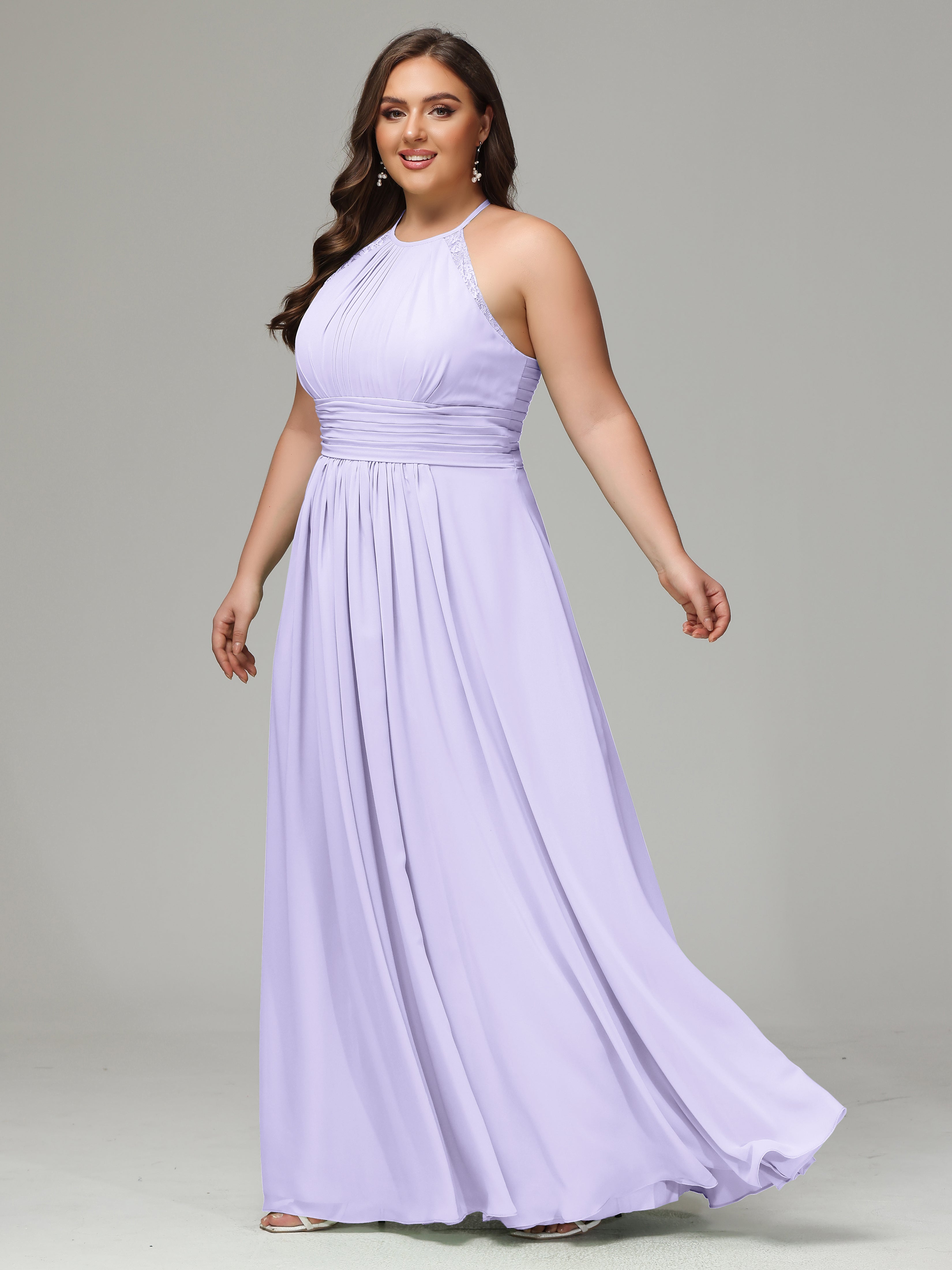 Halter Plus Size Chiffon Bridesmaid Dresses