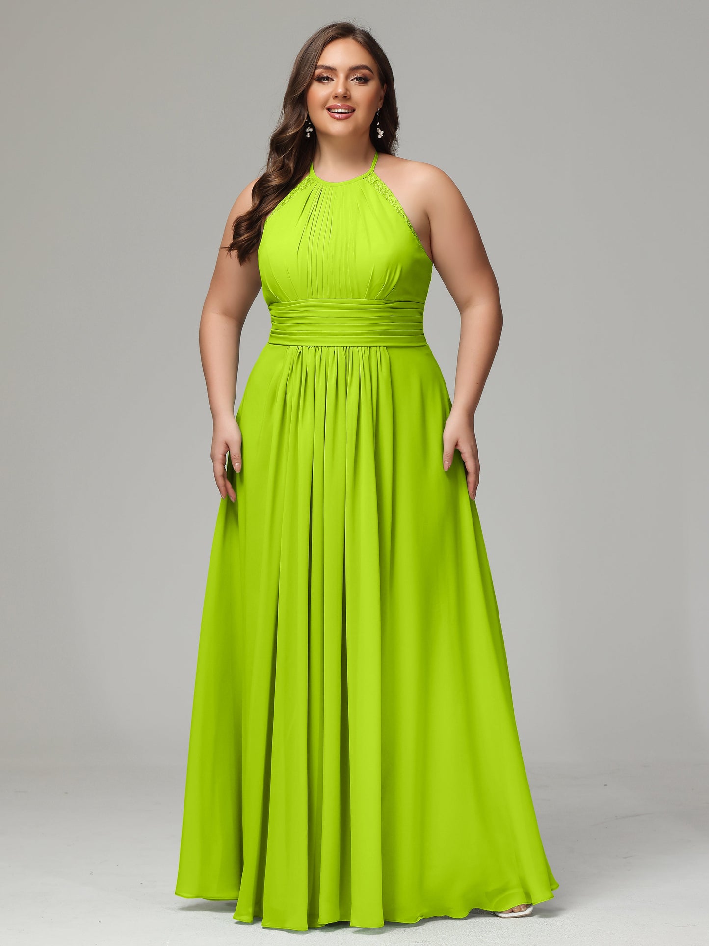 Halter Plus Size Chiffon Bridesmaid Dresses