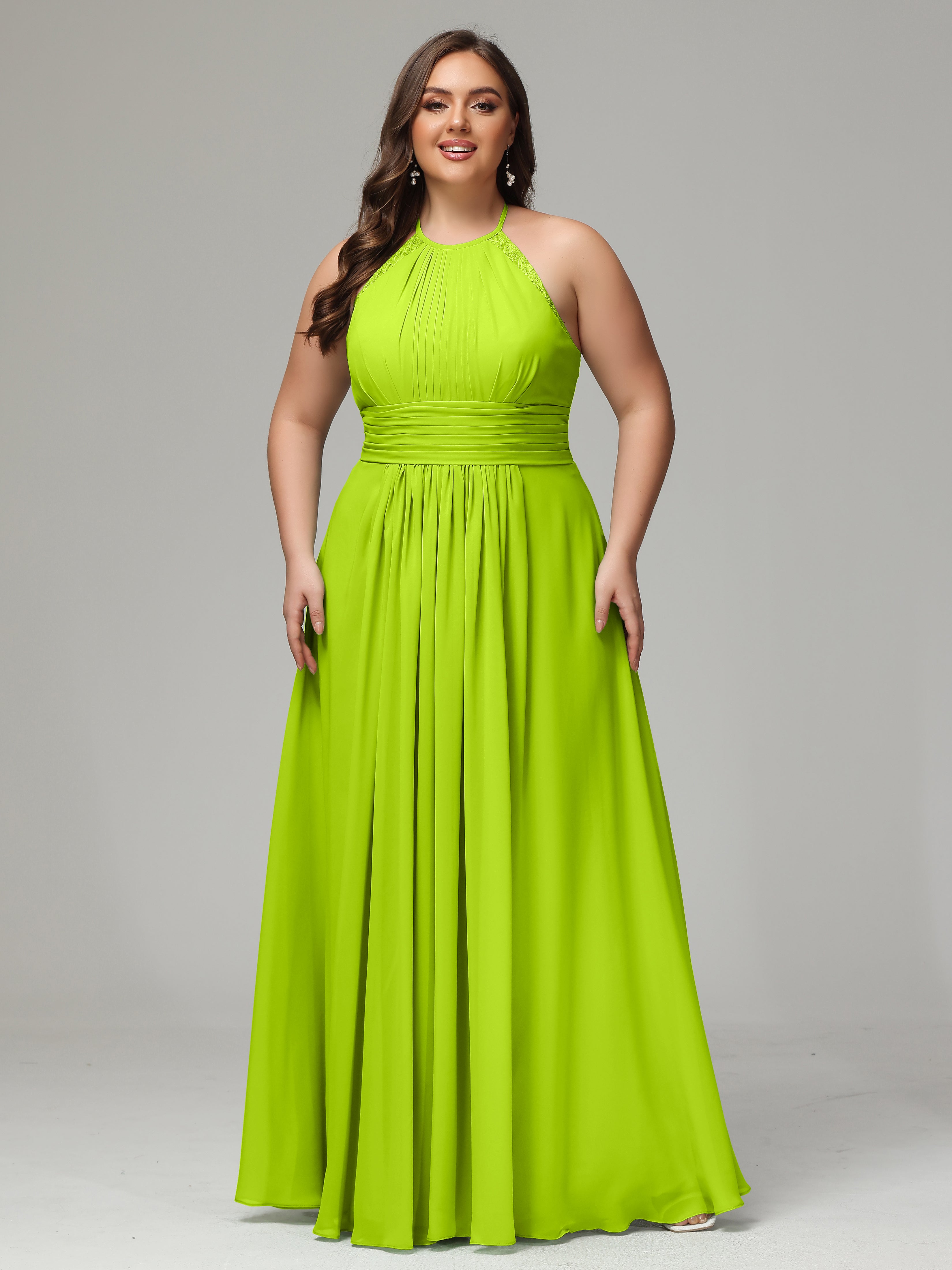 Halter Plus Size Chiffon Bridesmaid Dresses
