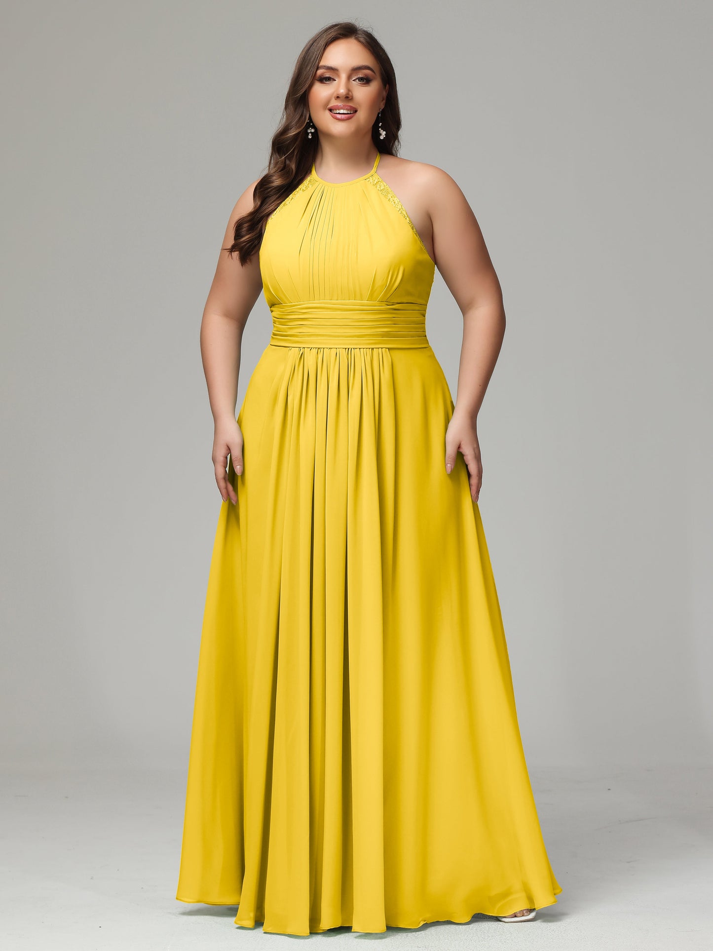 Halter Plus Size Chiffon Bridesmaid Dresses