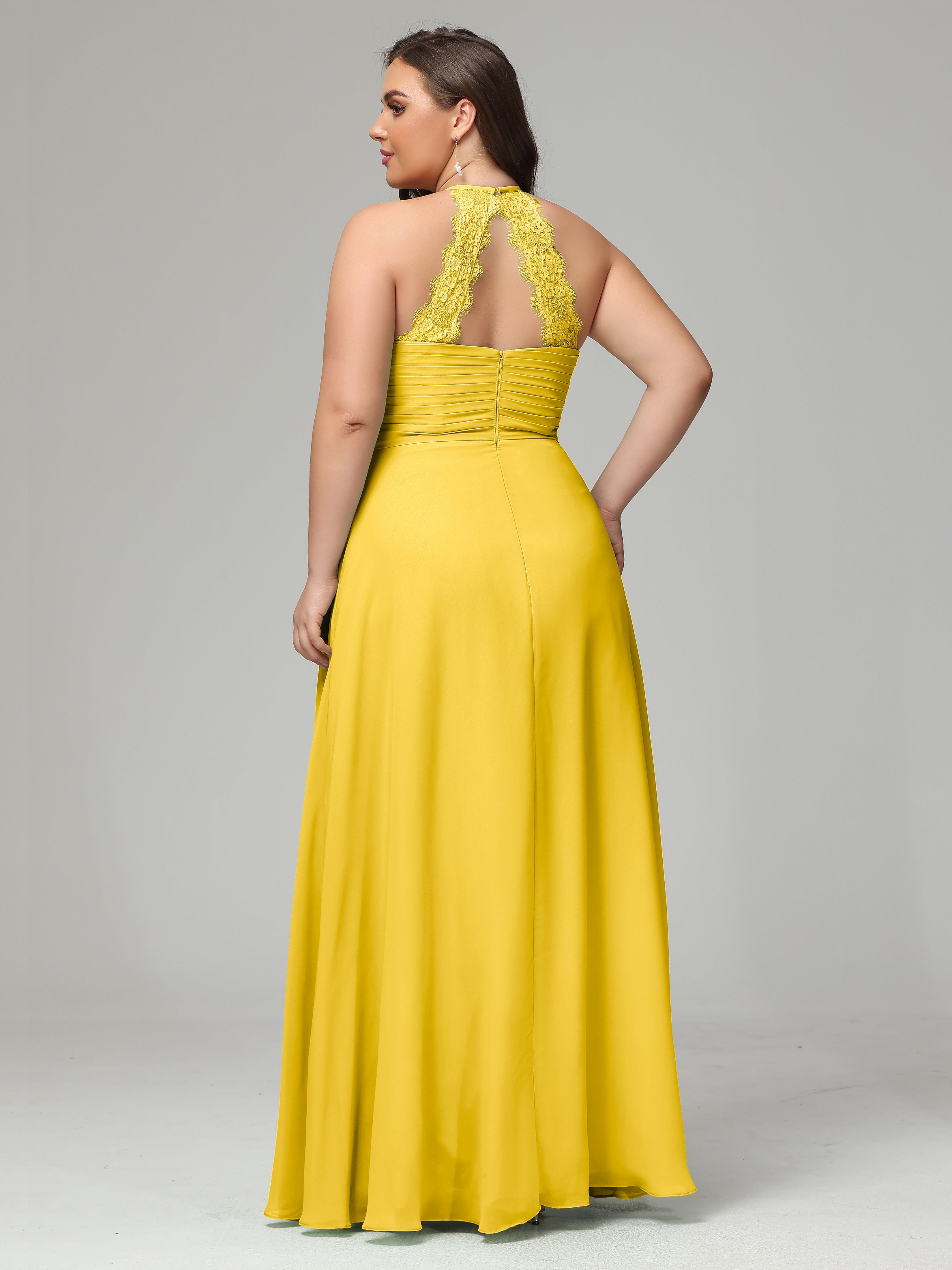 Halter Plus Size Chiffon Bridesmaid Dresses