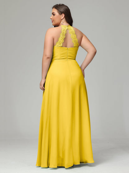 Halter Plus Size Chiffon Bridesmaid Dresses