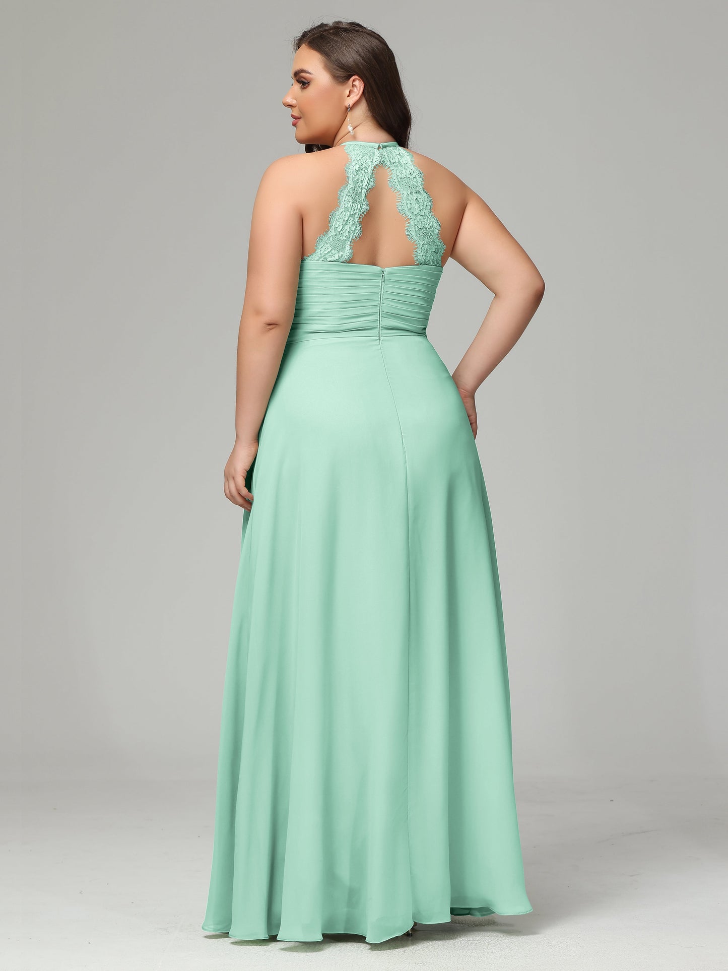 Halter Plus Size Chiffon Bridesmaid Dresses